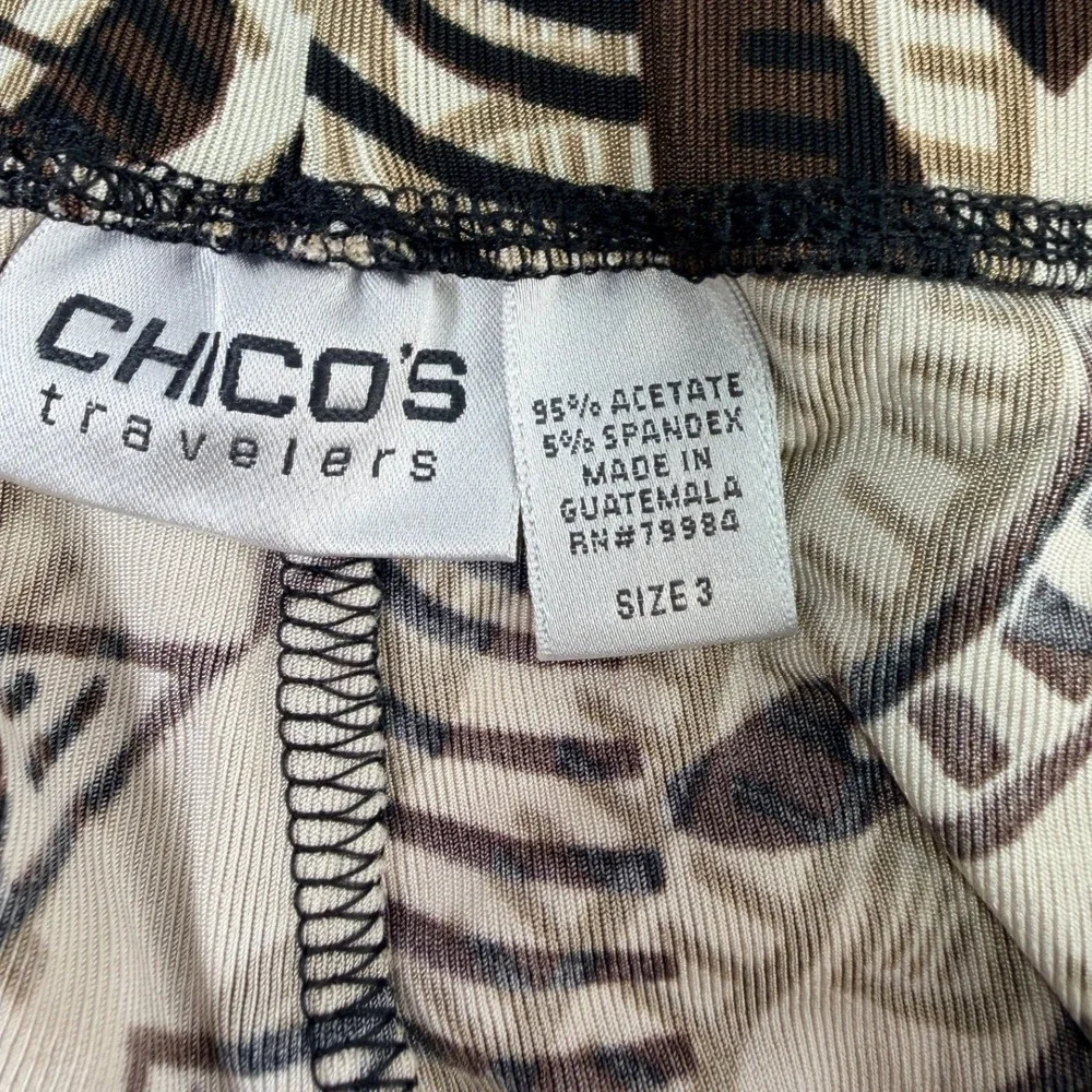 Chico's 3 Travelers Skirt Women XL / 16 Brown Geometric Stretch Midi A-Line Boho